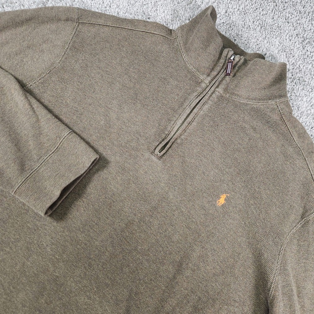 Vintage Polo Ralph Lauren Sweater Mens XL 1/4 Zip Pullover Brown Pony Preppy USA